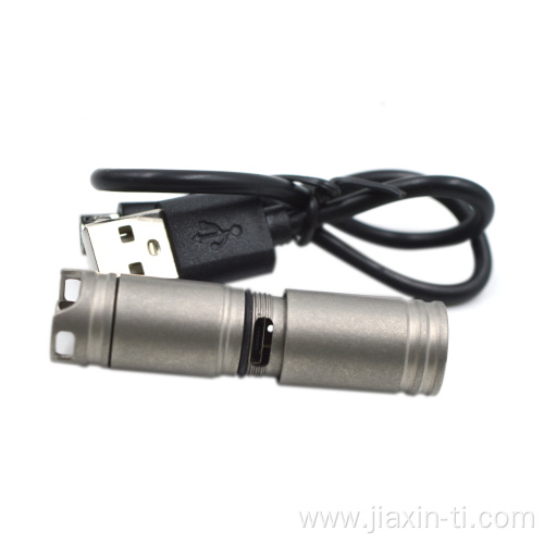 Rechargeable USB Titanium LED Flashlight With Keychain Hole